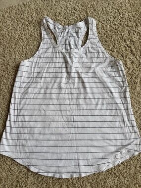 lululemon athletica White Tank with Thin Black Stripes